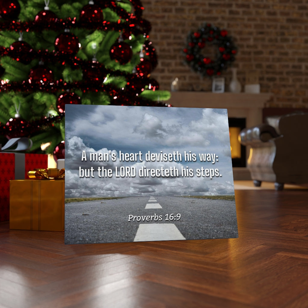 Scripture Walls Directeth His Steps Proverbs 16:9 Bible Verse Canvas Christian Wall Art Ready to Hang Unframed-Express Your Love Gifts