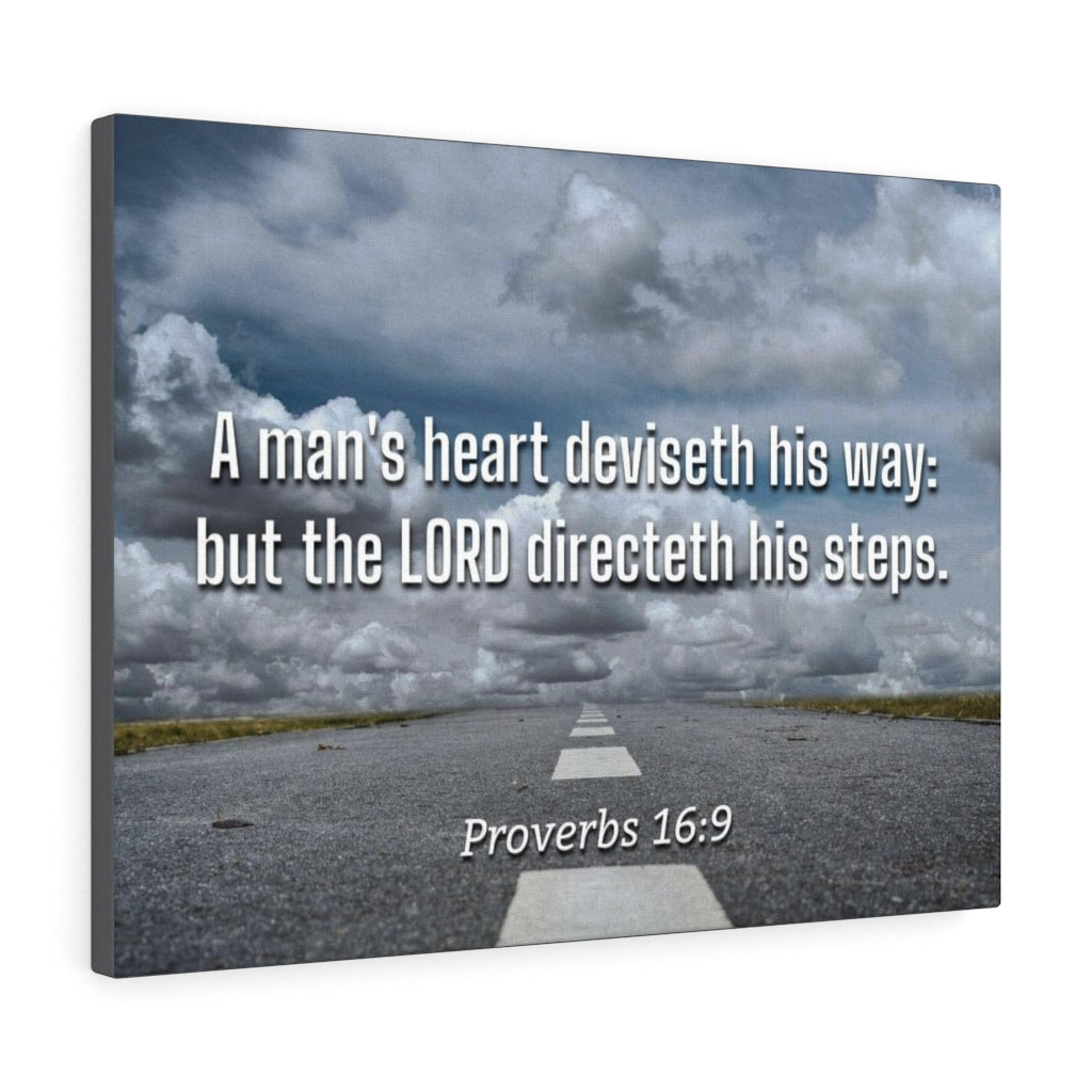 Scripture Walls Directeth His Steps Proverbs 16:9 Bible Verse Canvas Christian Wall Art Ready to Hang Unframed-Express Your Love Gifts
