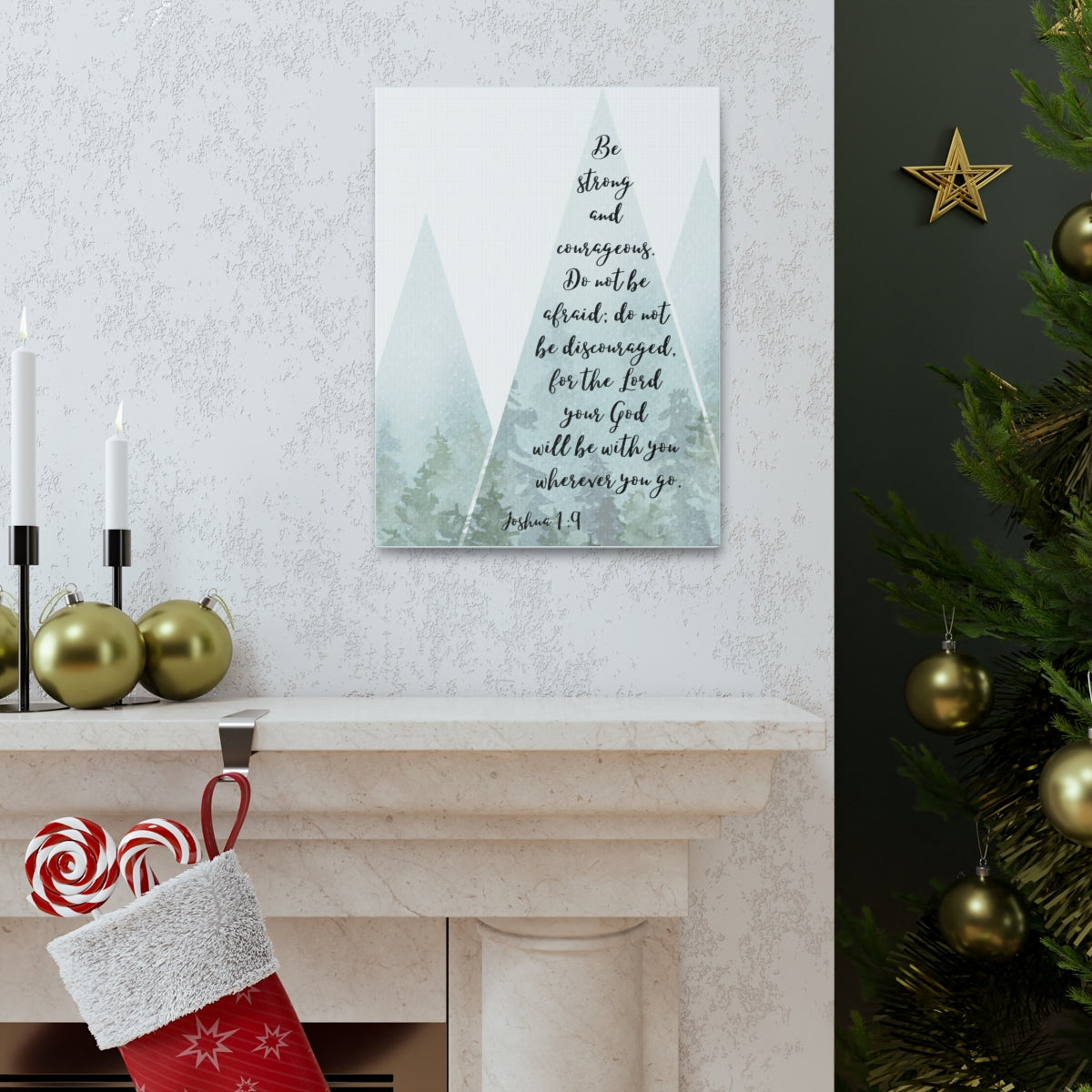 Scripture Walls Do Not Be Discouraged Joshua 1:9 Tree Bible Verse Canvas Christian Wall Art Ready to Hang Unframed-Express Your Love Gifts