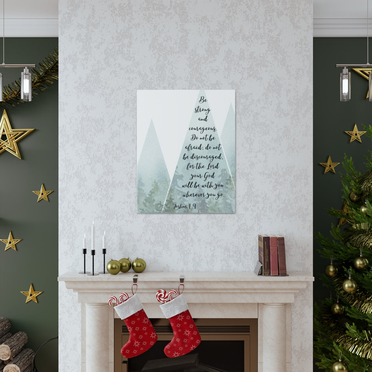 Scripture Walls Do Not Be Discouraged Joshua 1:9 Tree Bible Verse Canvas Christian Wall Art Ready to Hang Unframed-Express Your Love Gifts