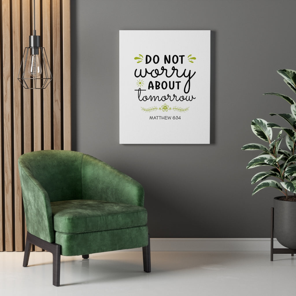 Scripture Walls Do Not Worry Matthew 6:34 Bible Verse Canvas Christian Wall Art Ready to Hang Unframed-Express Your Love Gifts
