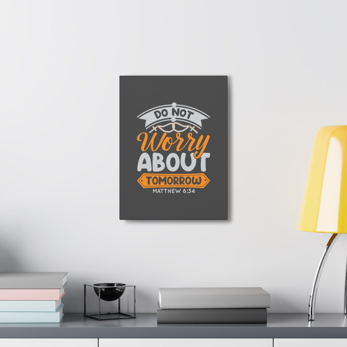 Scripture Walls Do Not Worry Matthew 6:34 Orange Bible Verse Canvas Christian Wall Art Ready to Hang Unframed-Express Your Love Gifts