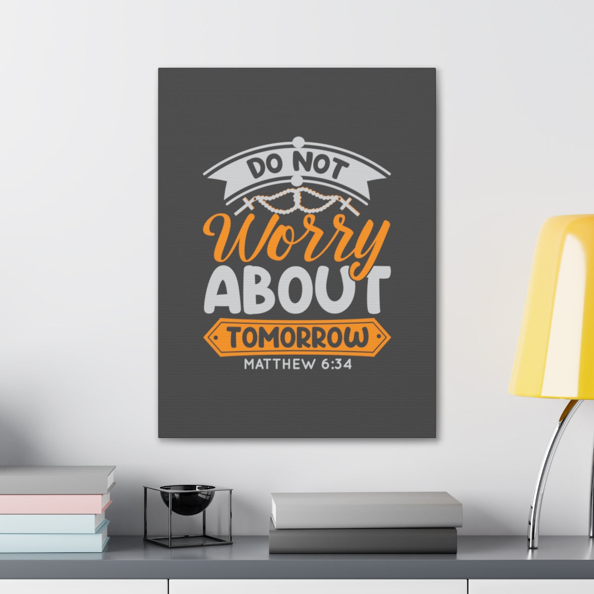 Scripture Walls Do Not Worry Matthew 6:34 Orange Bible Verse Canvas Christian Wall Art Ready to Hang Unframed-Express Your Love Gifts