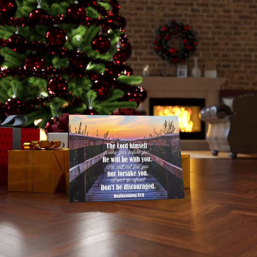 Scripture Walls Don't Be Discouraged Deuteronomy 31:8 Bible Verse Canvas Christian Wall Art Ready to Hang Unframed-Express Your Love Gifts