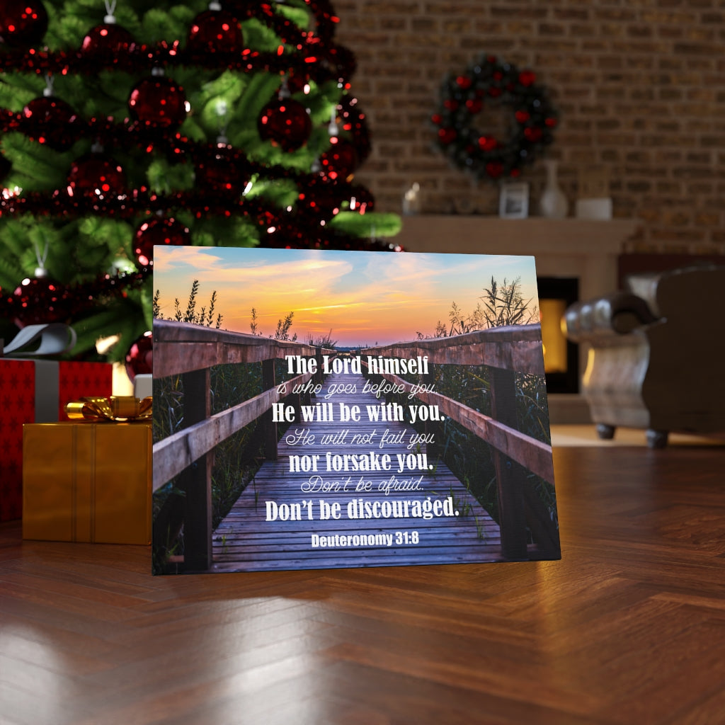 Scripture Walls Don't Be Discouraged Deuteronomy 31:8 Bible Verse Canvas Christian Wall Art Ready to Hang Unframed-Express Your Love Gifts