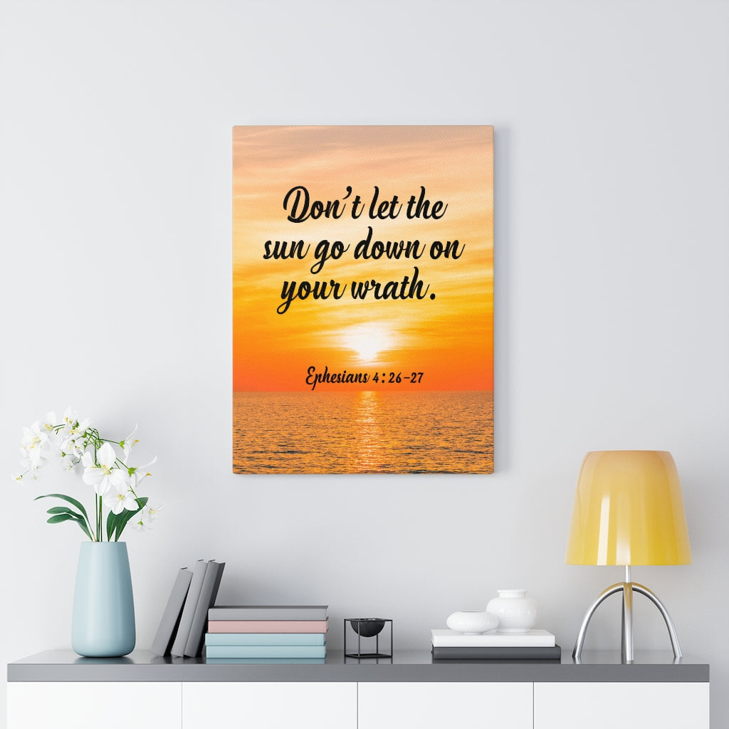 Scripture Walls Don't Let The Sun Go Down Ephesians 4:26-27 Bible Verse Canvas Christian Wall Art Ready to Hang Unframed-Express Your Love Gifts