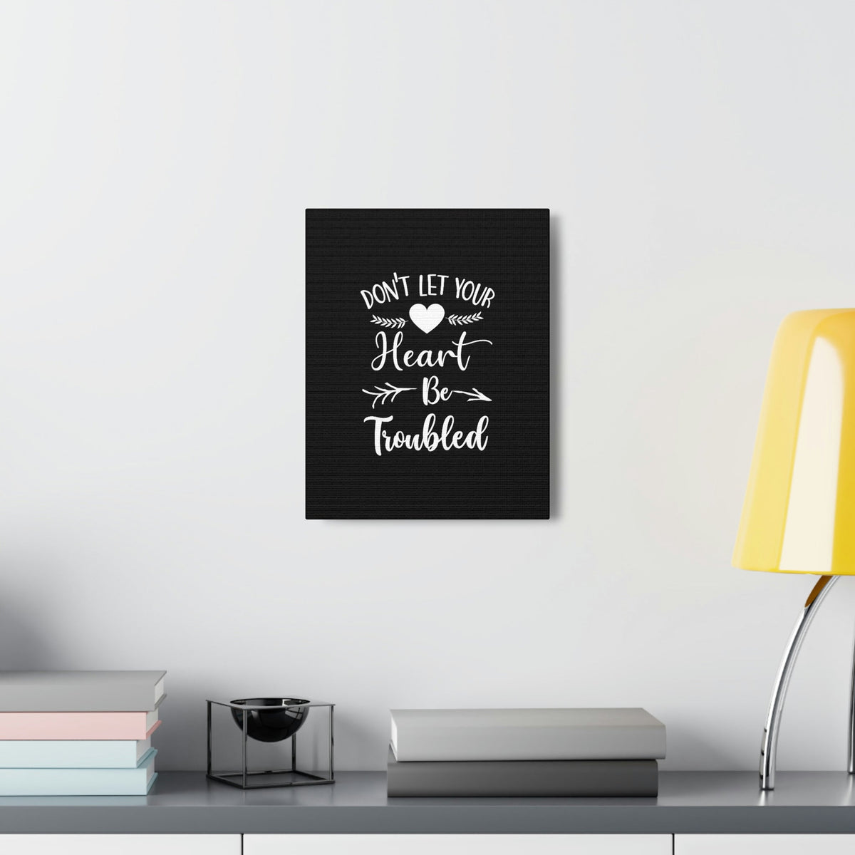 Scripture Walls Don't Let Your Heart Be Troubled John 14:27 White Christian Wall Art Bible Verse Print Ready to Hang Unframed-Express Your Love Gifts