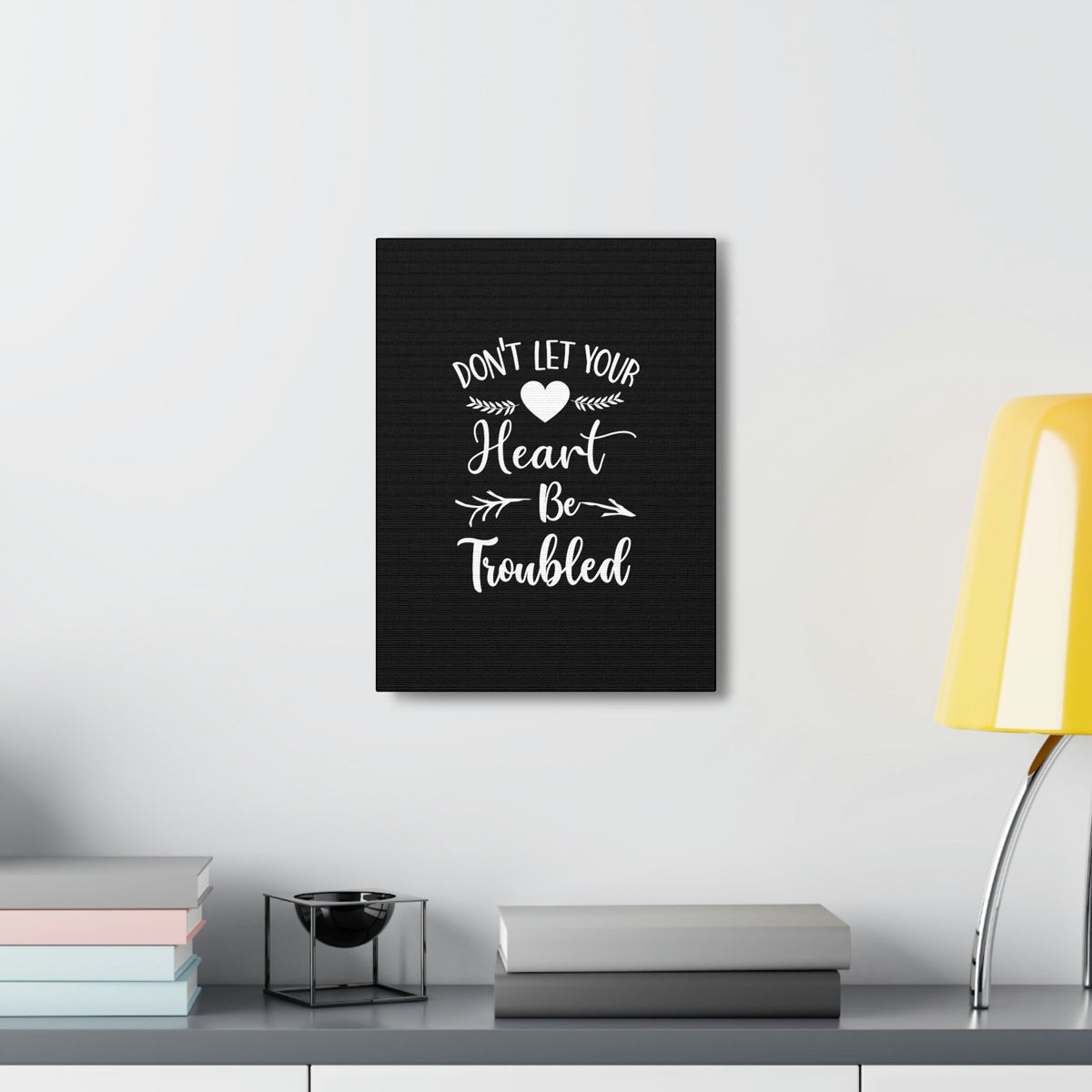 Scripture Walls Don't Let Your Heart Be Troubled John 14:27 White Christian Wall Art Bible Verse Print Ready to Hang Unframed-Express Your Love Gifts