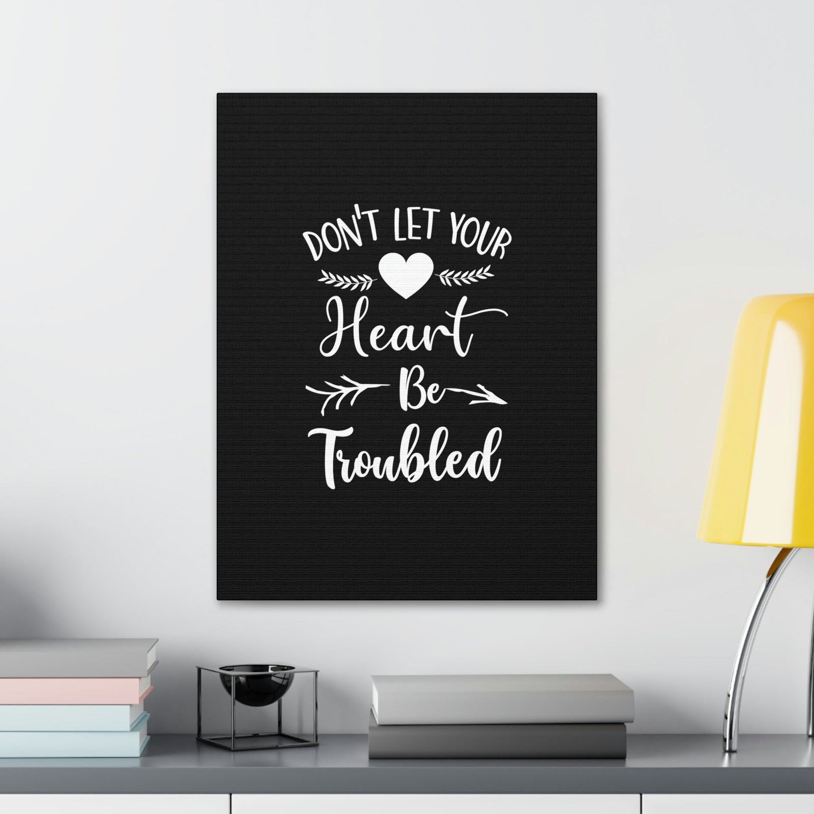 Scripture Walls Don't Let Your Heart Be Troubled John 14:27 White Christian Wall Art Bible Verse Print Ready to Hang Unframed-Express Your Love Gifts