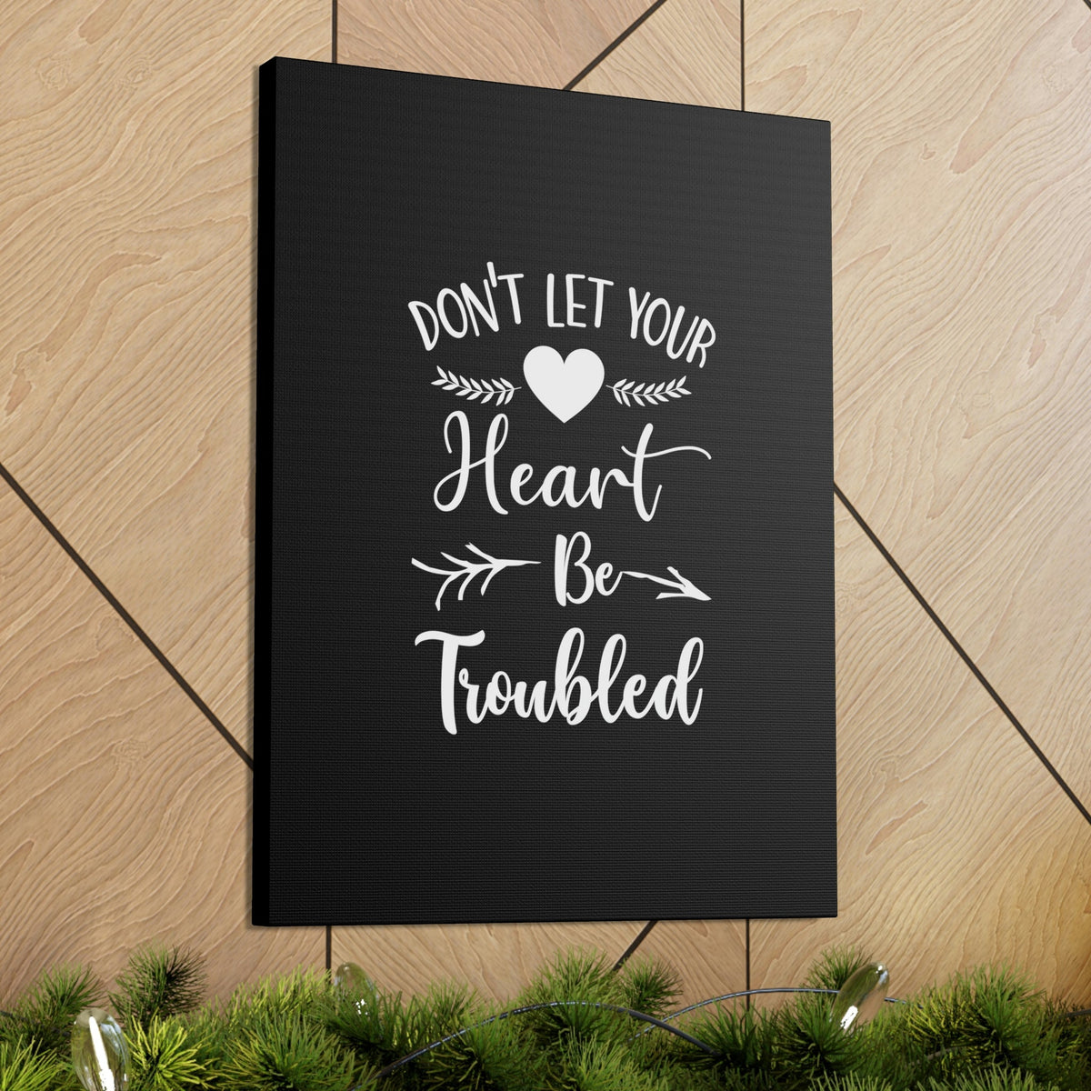 Scripture Walls Don't Let Your Heart Be Troubled John 14:27 White Christian Wall Art Bible Verse Print Ready to Hang Unframed-Express Your Love Gifts