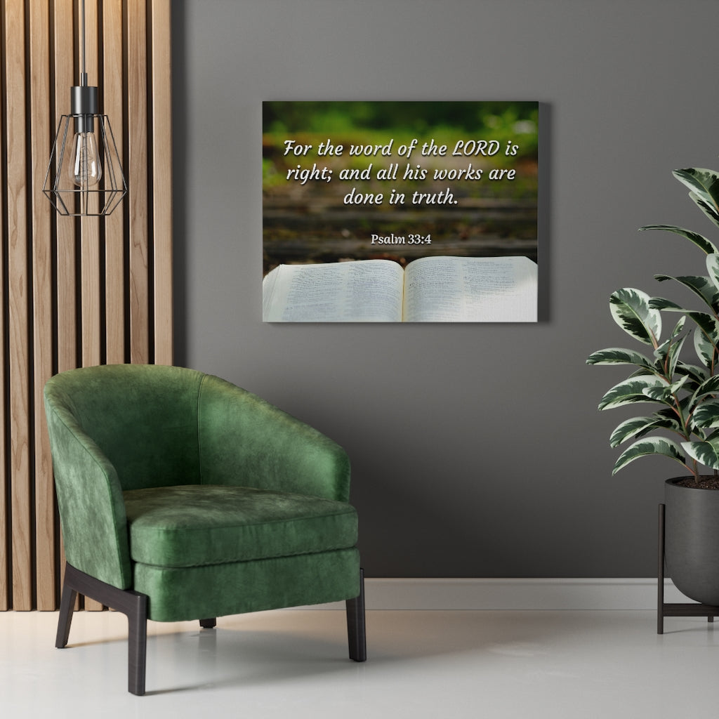 Scripture Walls Done In Truth Psalms 33:4 Bible Verse Canvas Christian Wall Art Ready to Hang Unframed-Express Your Love Gifts