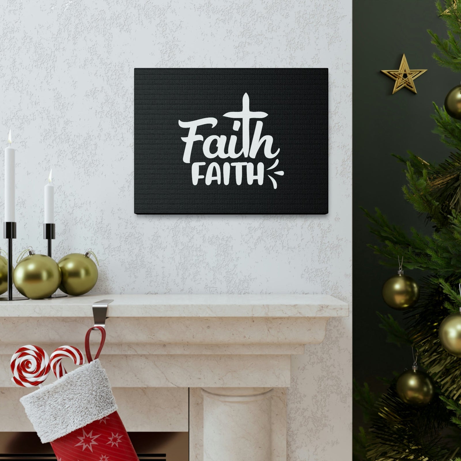 Scripture Walls Double Faith Romans 10:17 Cross Christian Wall Art Bible Verse Print Ready to Hang Unframed-Express Your Love Gifts