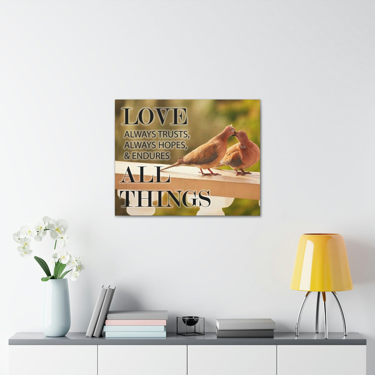 Scripture Walls Doves 1 Corinthians 13:4‭ Bible Verse Canvas Christian Wall Art Ready to Hang Unframed-Express Your Love Gifts