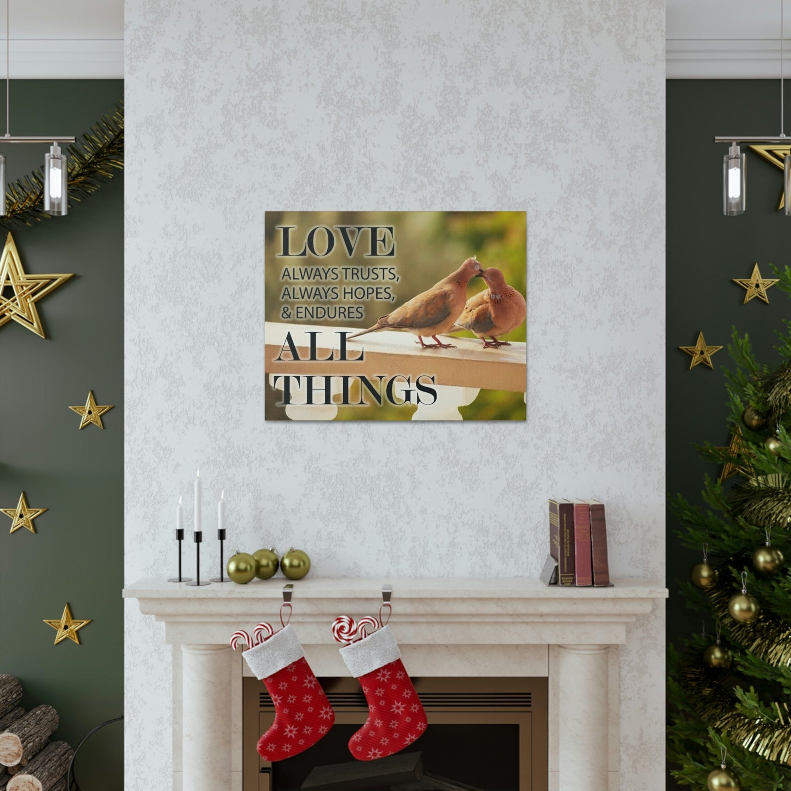 Scripture Walls Doves 1 Corinthians 13:4‭ Bible Verse Canvas Christian Wall Art Ready to Hang Unframed-Express Your Love Gifts