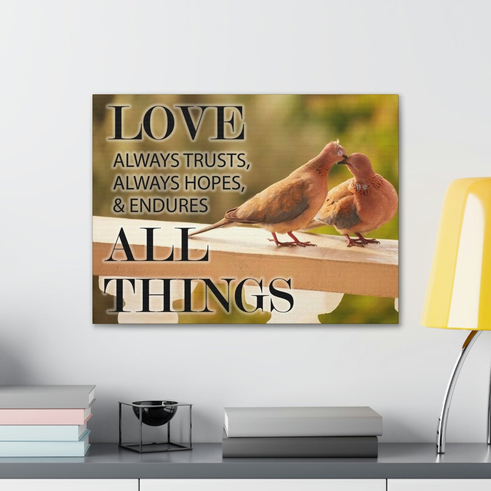 Scripture Walls Doves 1 Corinthians 13:4‭ Bible Verse Canvas Christian Wall Art Ready to Hang Unframed-Express Your Love Gifts