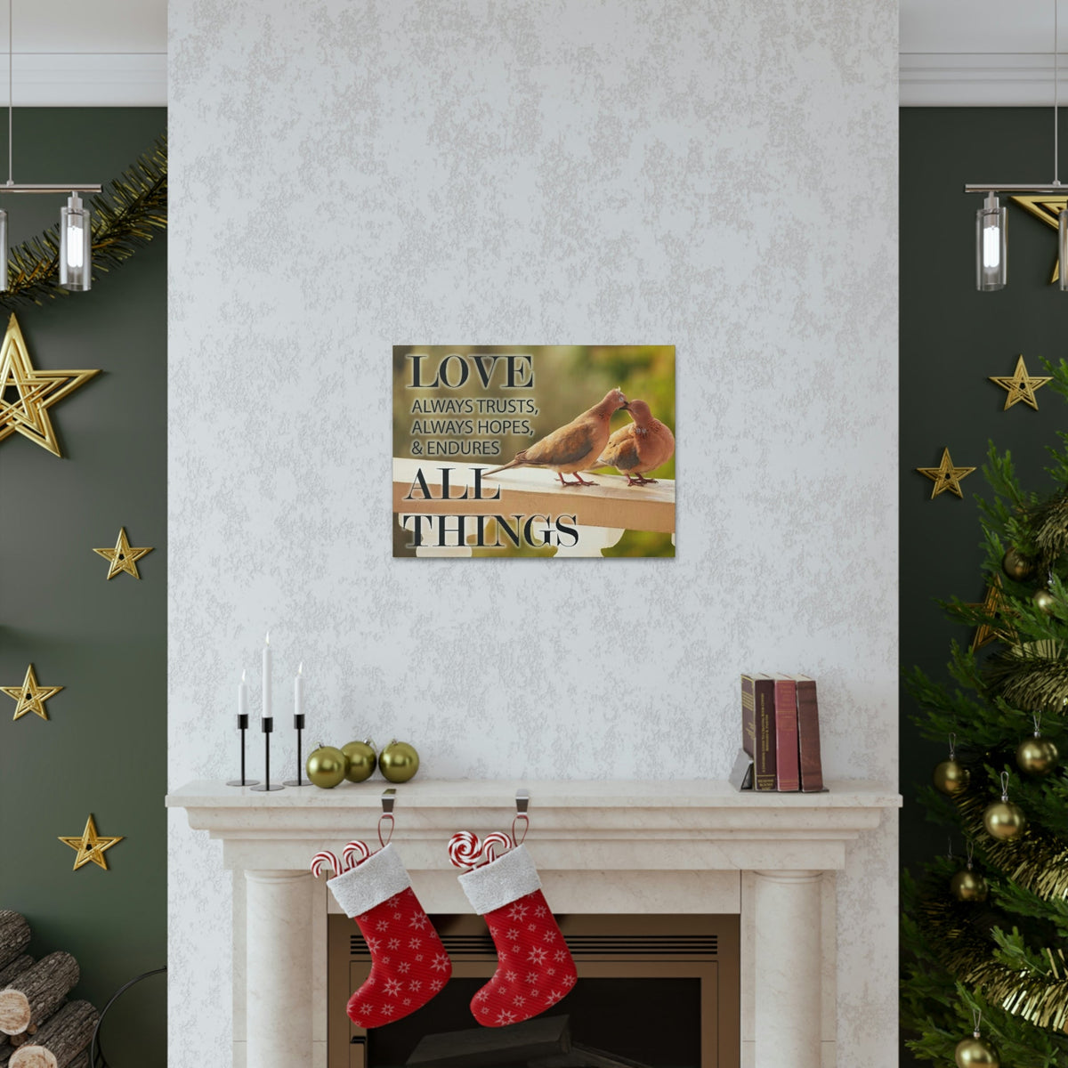 Scripture Walls Doves 1 Corinthians 13:4‭ Bible Verse Canvas Christian Wall Art Ready to Hang Unframed-Express Your Love Gifts