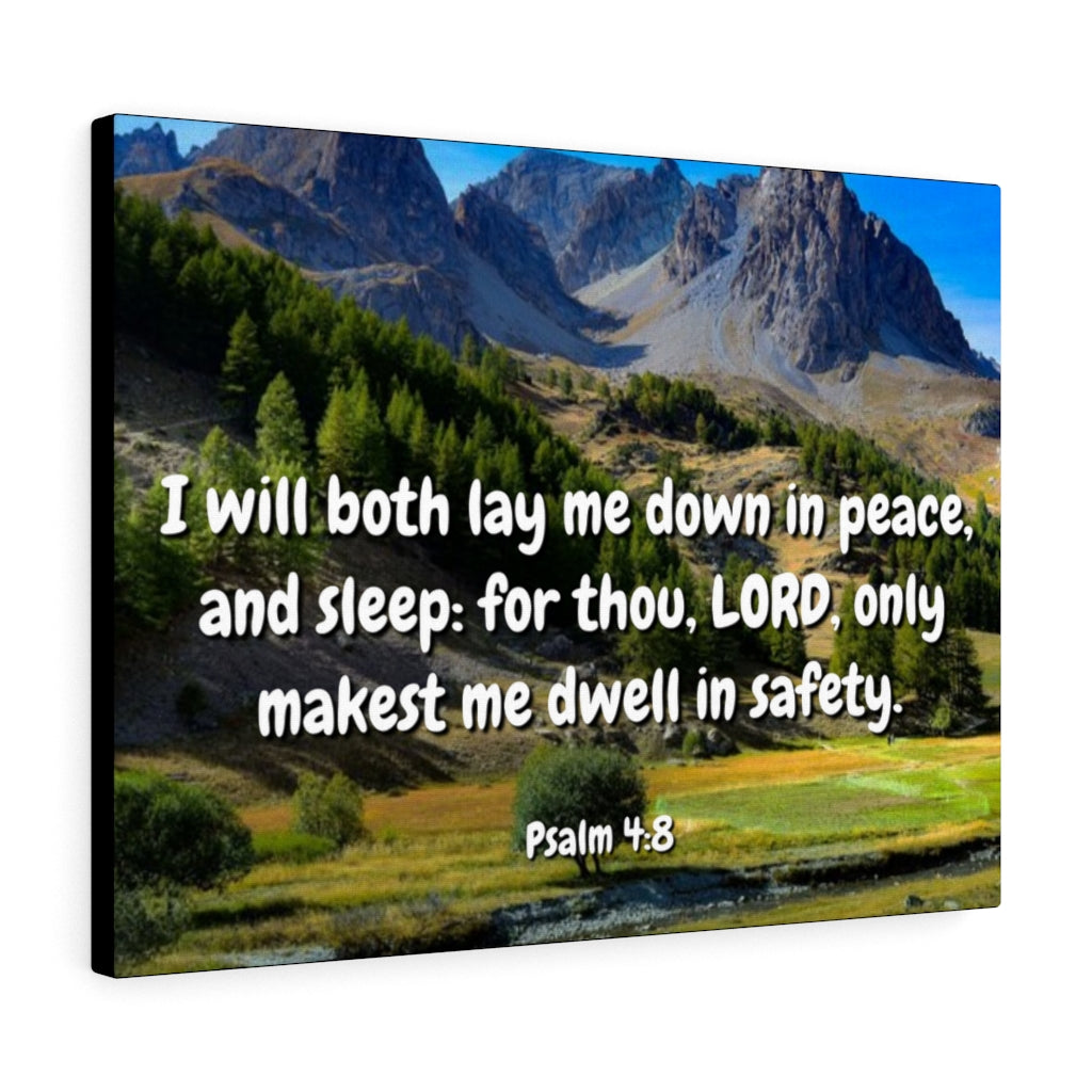 Scripture Walls Dwell In Safety Psalms 4:8 Bible Verse Canvas Christian Wall Art Ready to Hang Unframed-Express Your Love Gifts