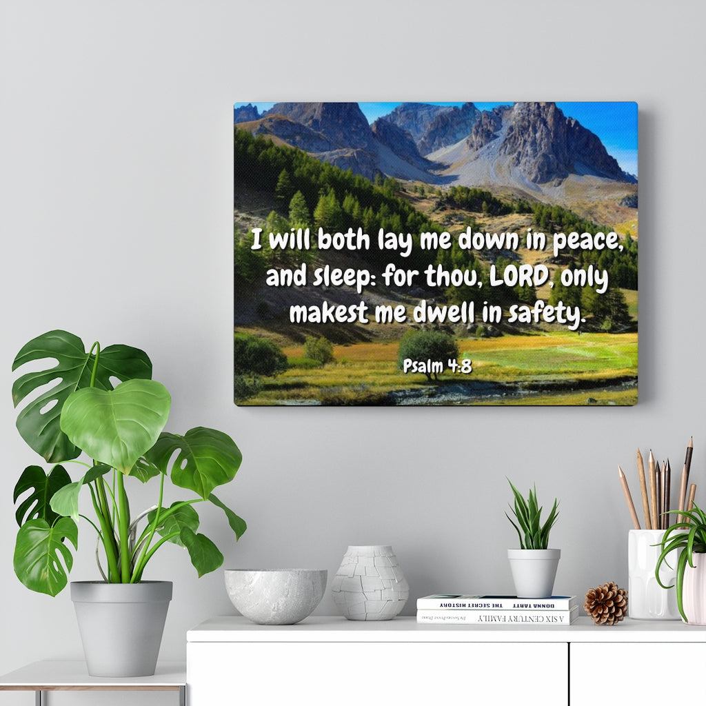 Scripture Walls Dwell In Safety Psalms 4:8 Bible Verse Canvas Christian Wall Art Ready to Hang Unframed-Express Your Love Gifts