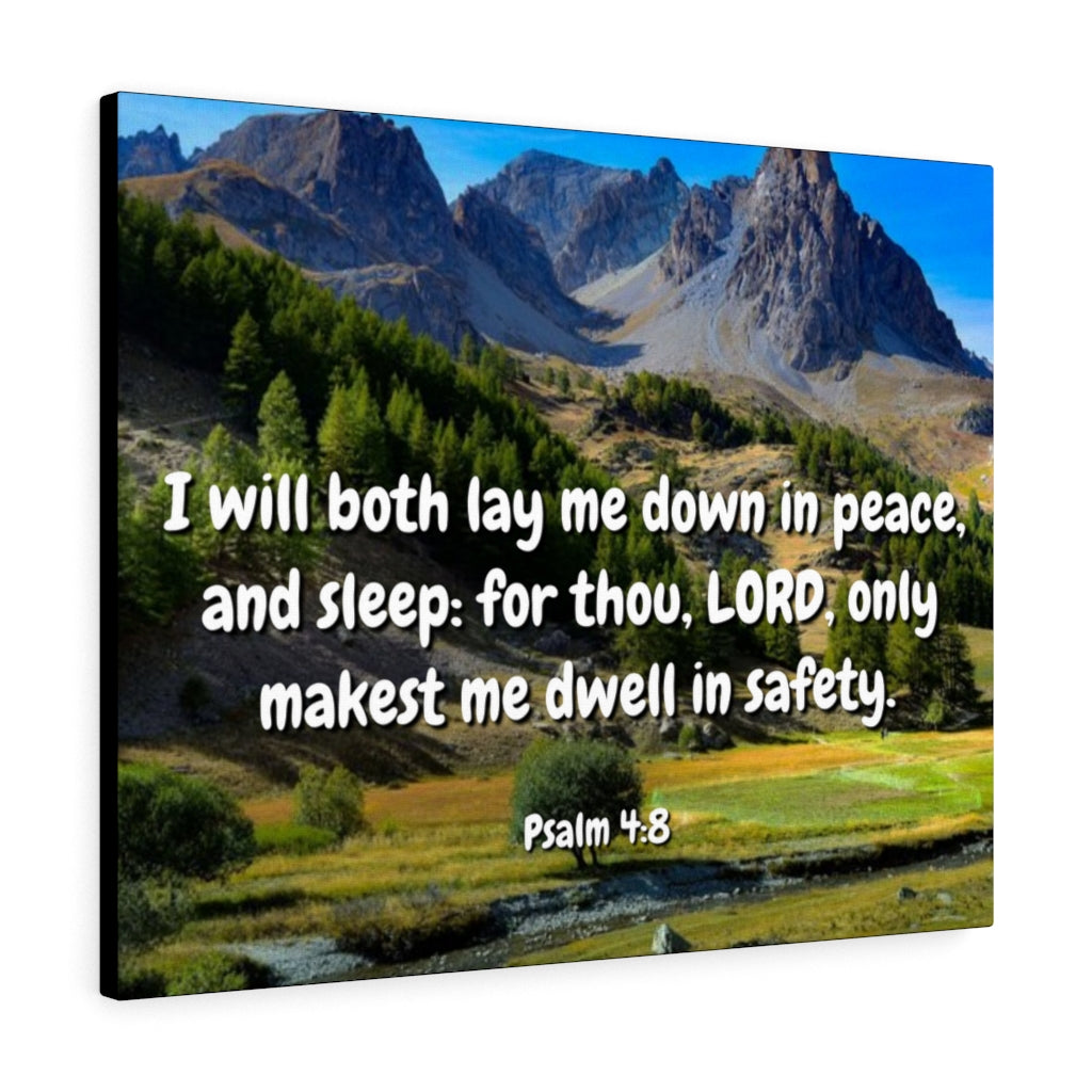 Scripture Walls Dwell In Safety Psalms 4:8 Bible Verse Canvas Christian Wall Art Ready to Hang Unframed-Express Your Love Gifts