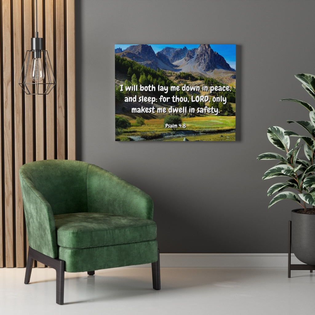 Scripture Walls Dwell In Safety Psalms 4:8 Bible Verse Canvas Christian Wall Art Ready to Hang Unframed-Express Your Love Gifts