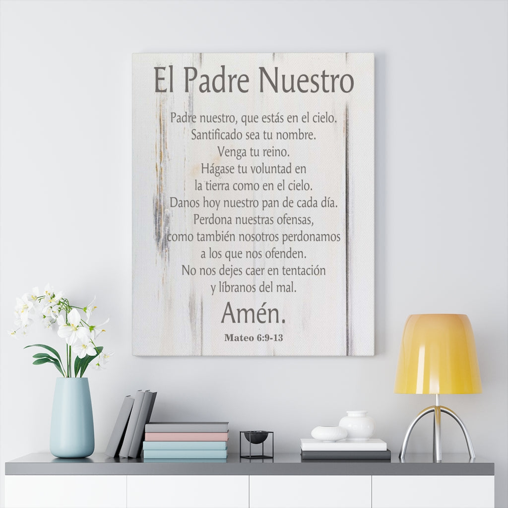 Scripture Walls El Padre Nuestro Lords Prayer Spanish White Wood Christian Wall Art Print Ready to Hang Unframed-Express Your Love Gifts