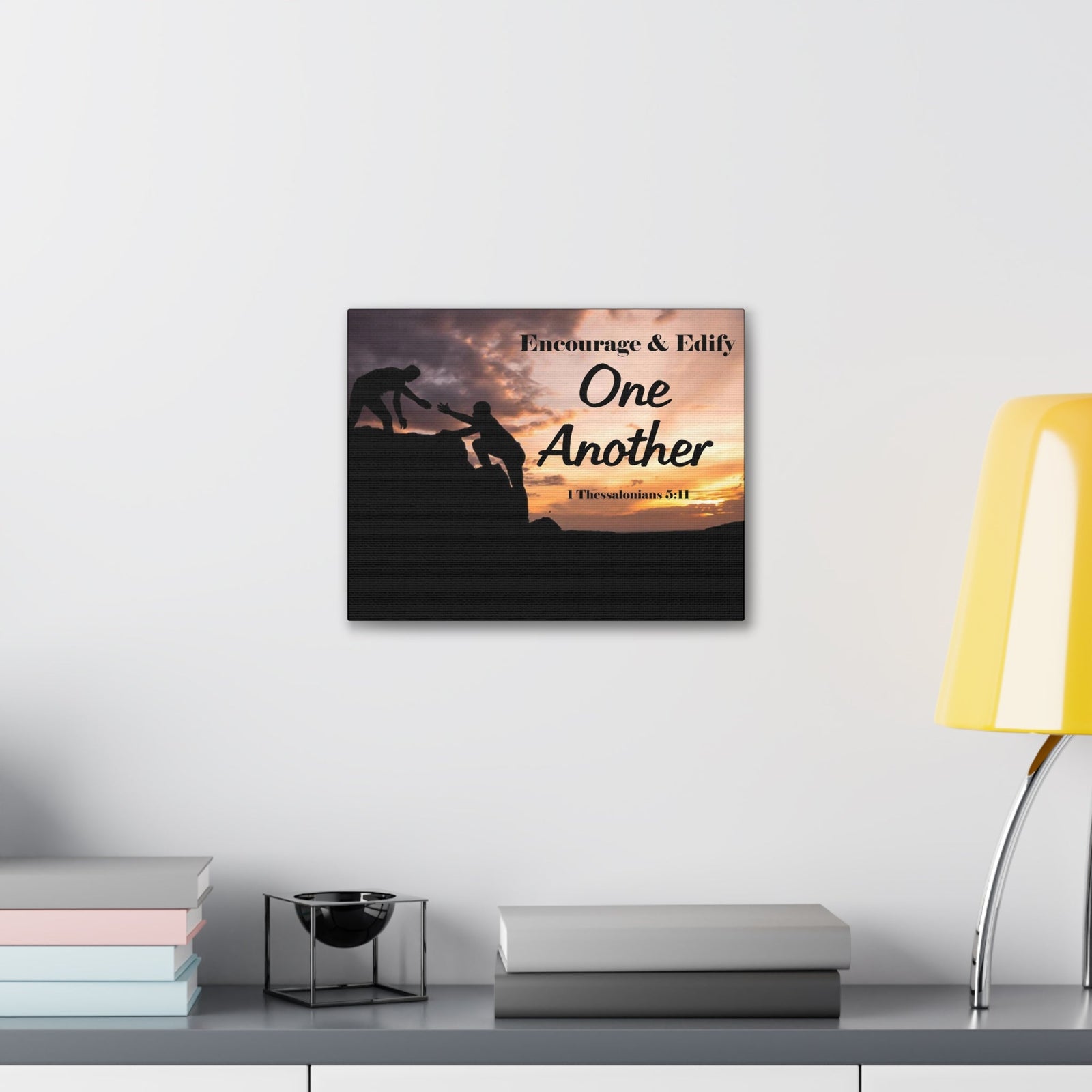 Scripture Walls Encourage & Edify One Another 1 Thessalonians 5:11 Bible Chapter Canvas Christian Wall Art Ready to Hang Unframed-Express Your Love Gifts