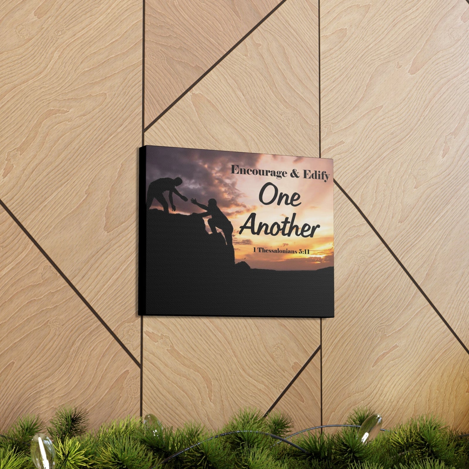 Scripture Walls Encourage & Edify One Another 1 Thessalonians 5:11 Bible Chapter Canvas Christian Wall Art Ready to Hang Unframed-Express Your Love Gifts