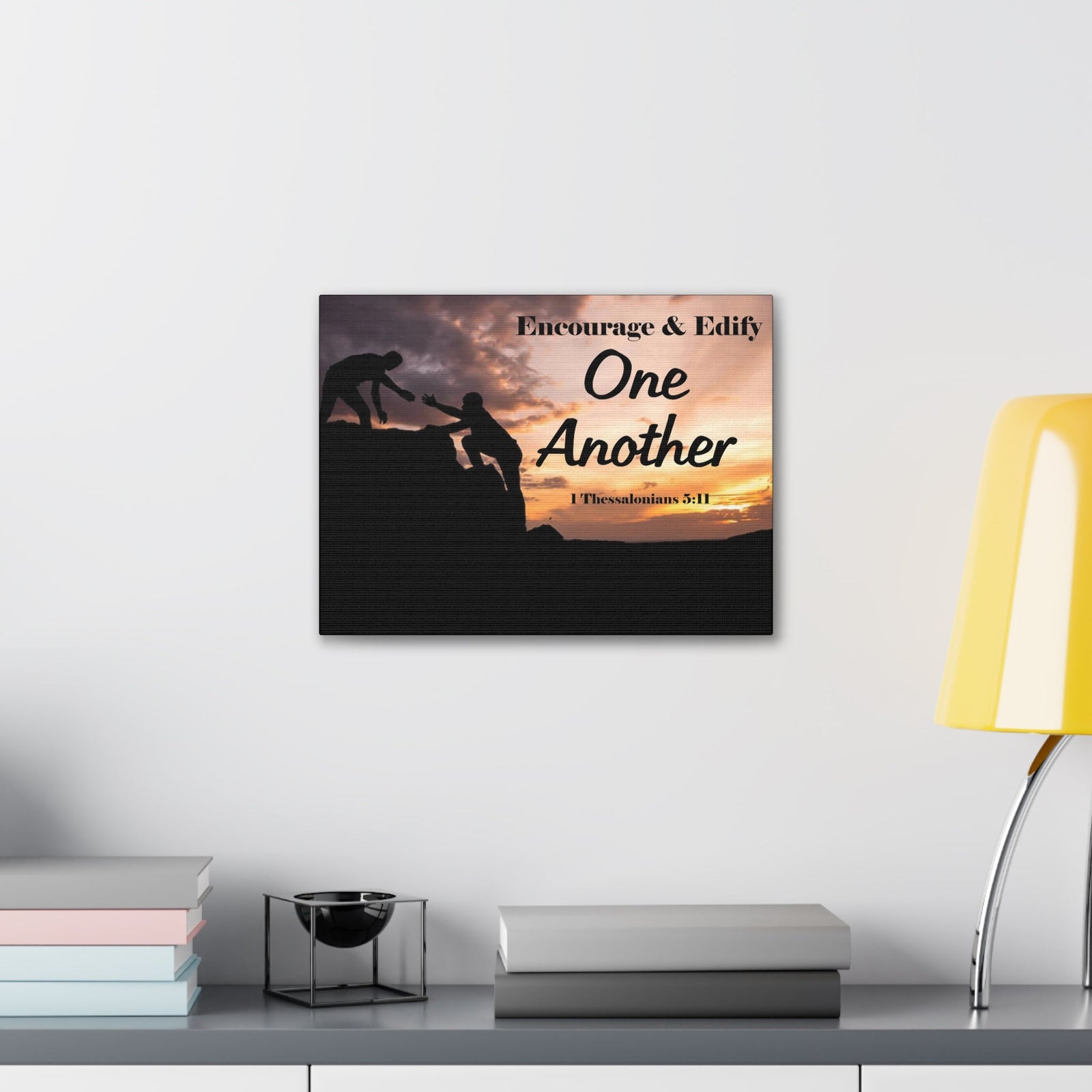 Scripture Walls Encourage & Edify One Another 1 Thessalonians 5:11 Bible Chapter Canvas Christian Wall Art Ready to Hang Unframed-Express Your Love Gifts