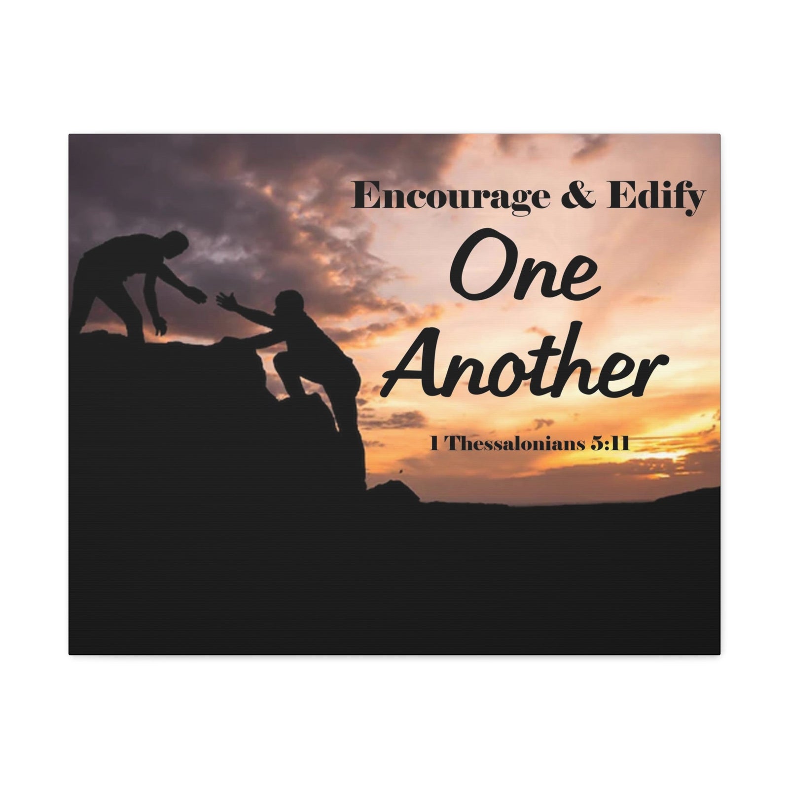Scripture Walls Encourage & Edify One Another 1 Thessalonians 5:11 Bible Chapter Canvas Christian Wall Art Ready to Hang Unframed-Express Your Love Gifts