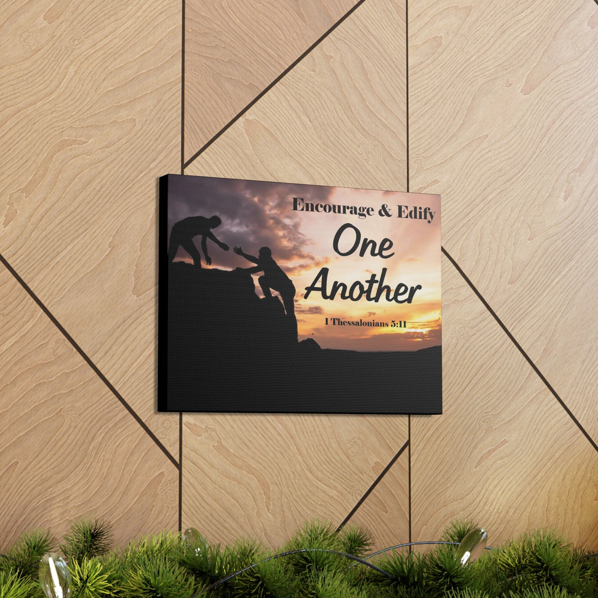 Scripture Walls Encourage & Edify One Another 1 Thessalonians 5:11 Bible Chapter Canvas Christian Wall Art Ready to Hang Unframed-Express Your Love Gifts