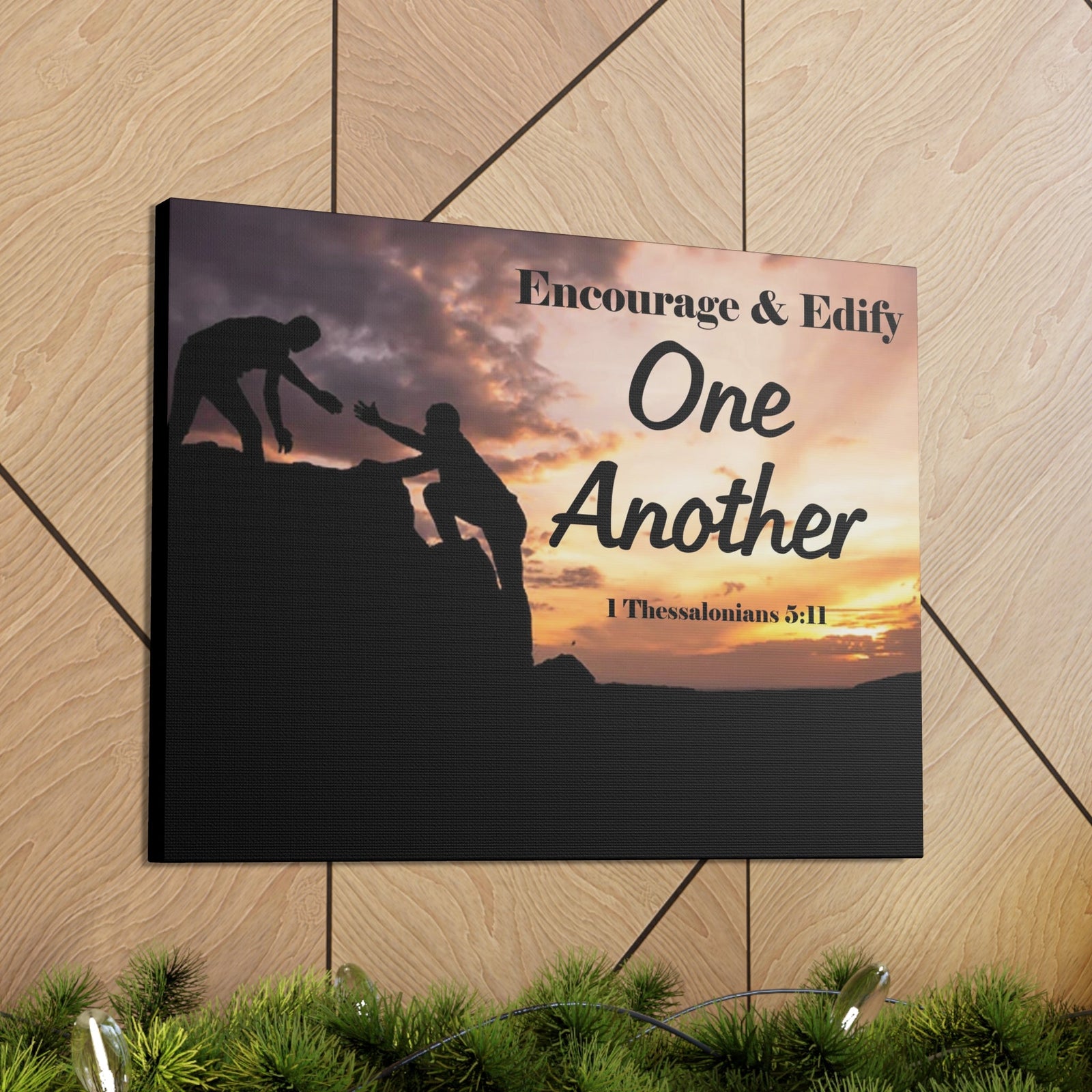 Scripture Walls Encourage & Edify One Another 1 Thessalonians 5:11 Bible Chapter Canvas Christian Wall Art Ready to Hang Unframed-Express Your Love Gifts
