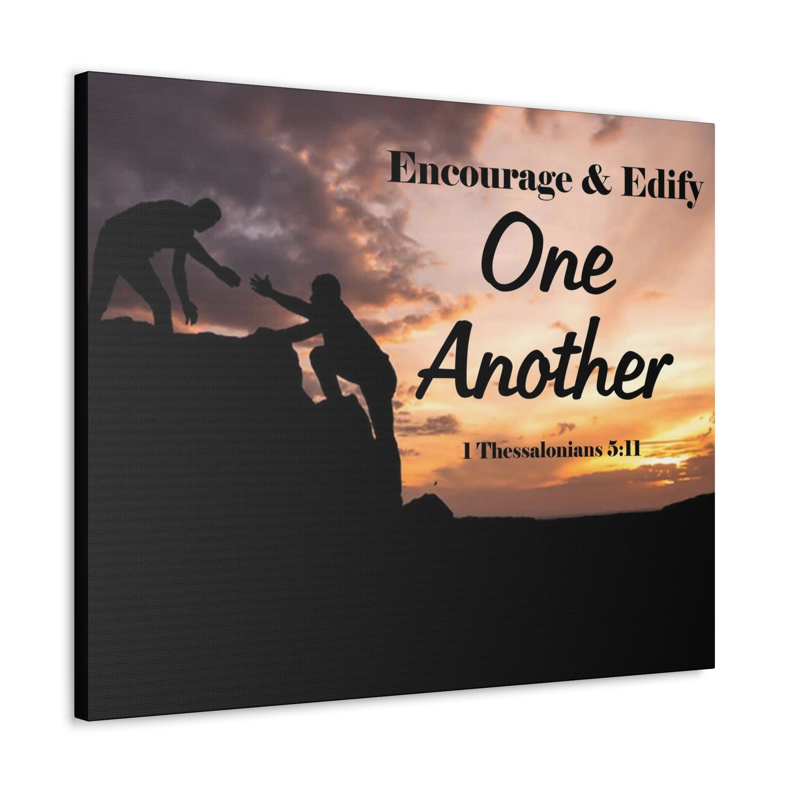 Scripture Walls Encourage & Edify One Another 1 Thessalonians 5:11 Bible Chapter Canvas Christian Wall Art Ready to Hang Unframed-Express Your Love Gifts