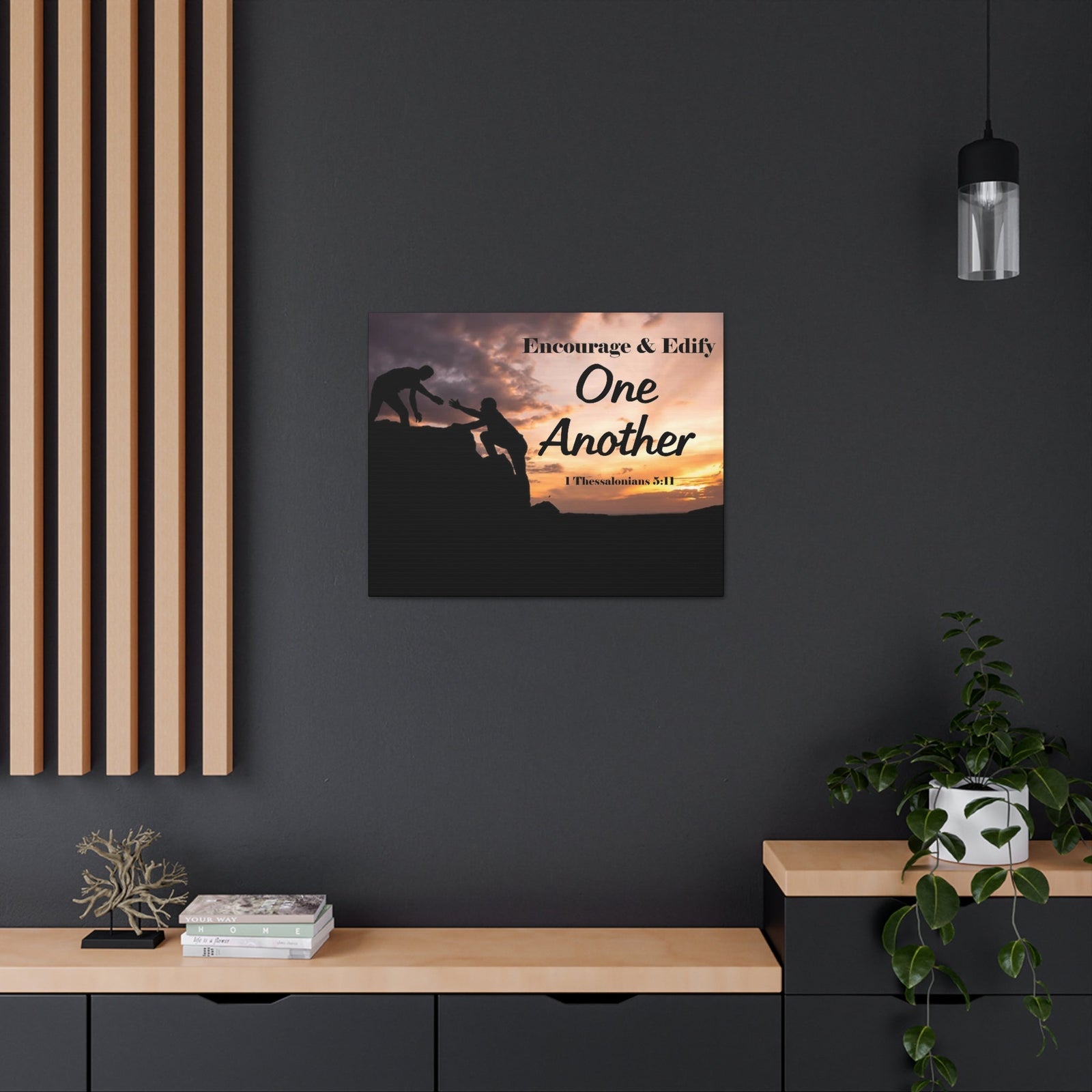 Scripture Walls Encourage & Edify One Another 1 Thessalonians 5:11 Bible Chapter Canvas Christian Wall Art Ready to Hang Unframed-Express Your Love Gifts