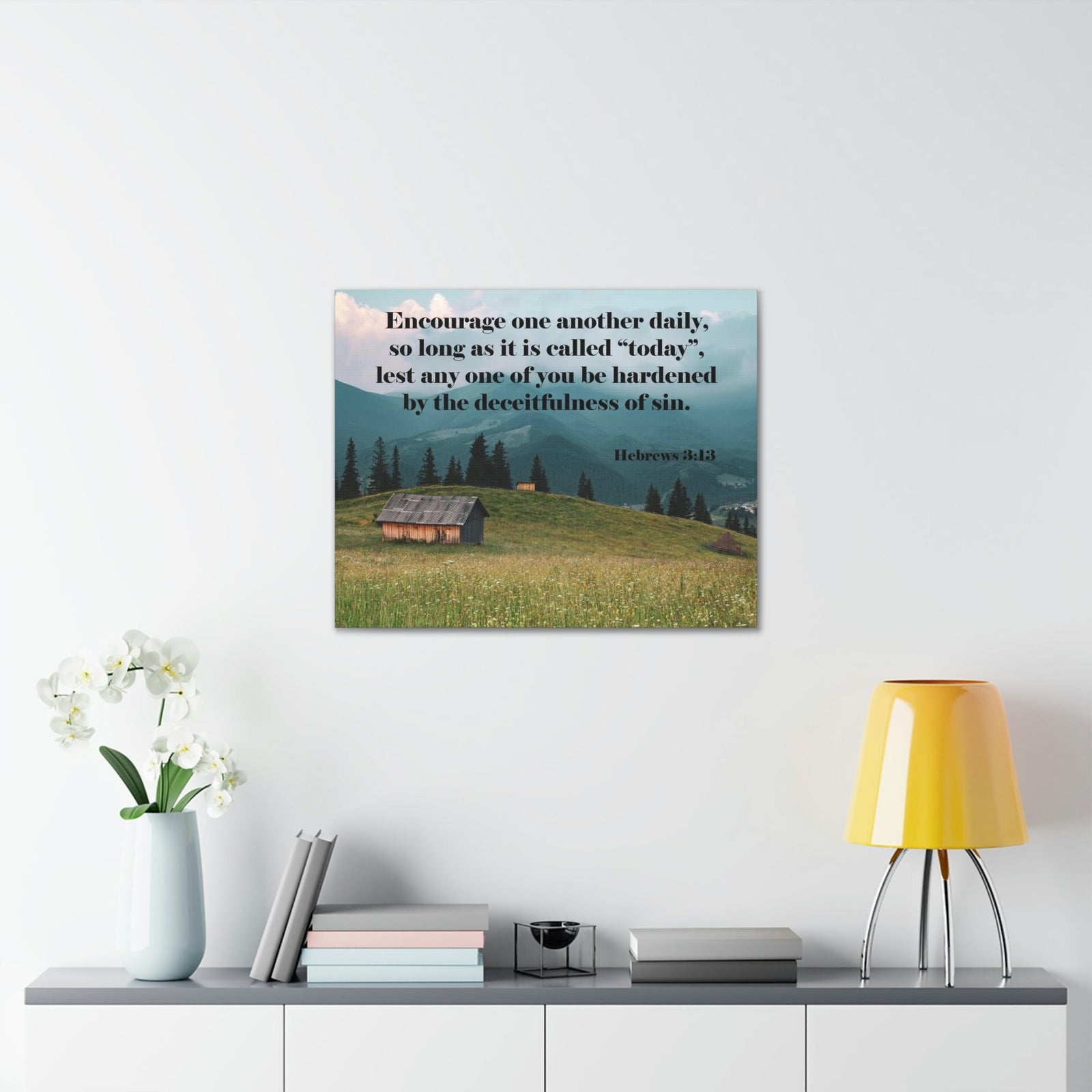 Scripture Walls Encourage Daily Hebrews 3:13 Christian Wall Art Bible Verse Print Ready to Hang Unframed-Express Your Love Gifts