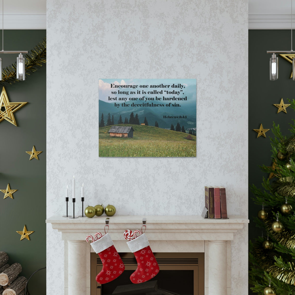 Scripture Walls Encourage Daily Hebrews 3:13 Christian Wall Art Bible Verse Print Ready to Hang Unframed-Express Your Love Gifts