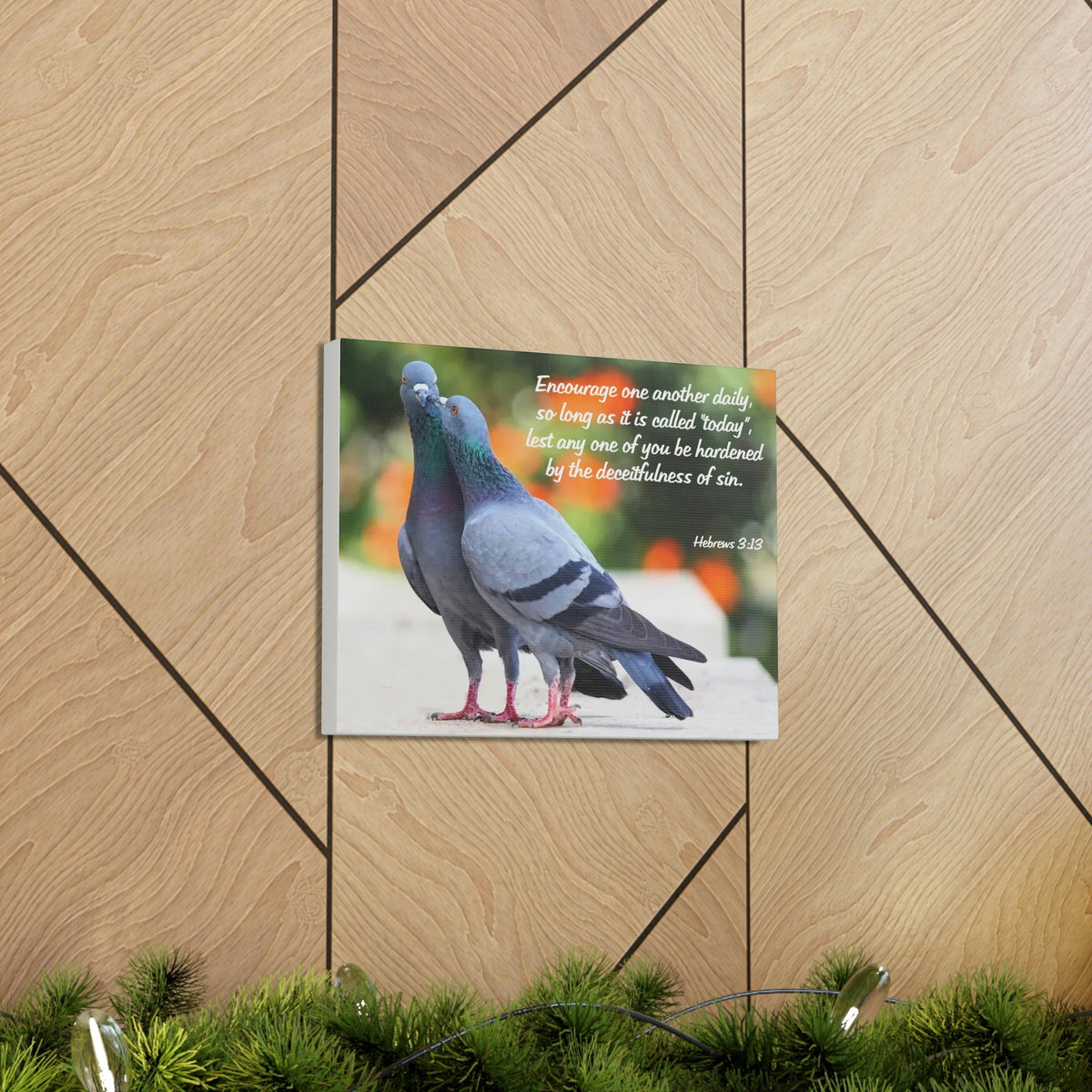 Scripture Walls Encourage Hebrews 3:13 Pigeons Christian Wall Art Bible Verse Print Ready to Hang Unframed-Express Your Love Gifts