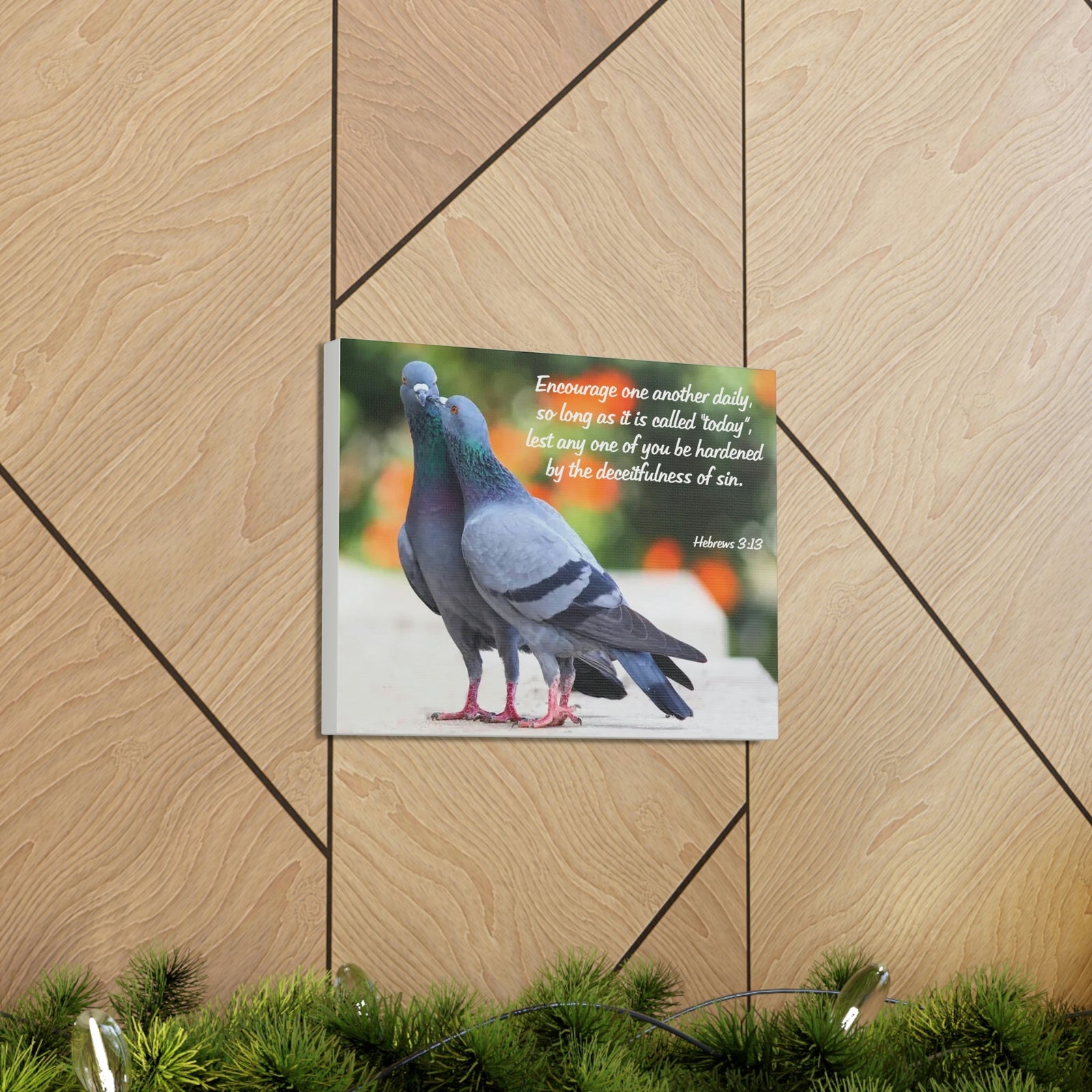 Scripture Walls Encourage Hebrews 3:13 Pigeons Christian Wall Art Bible Verse Print Ready to Hang Unframed-Express Your Love Gifts