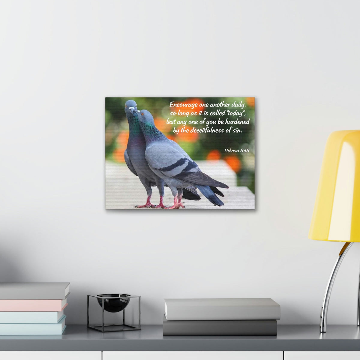 Scripture Walls Encourage Hebrews 3:13 Pigeons Christian Wall Art Bible Verse Print Ready to Hang Unframed-Express Your Love Gifts