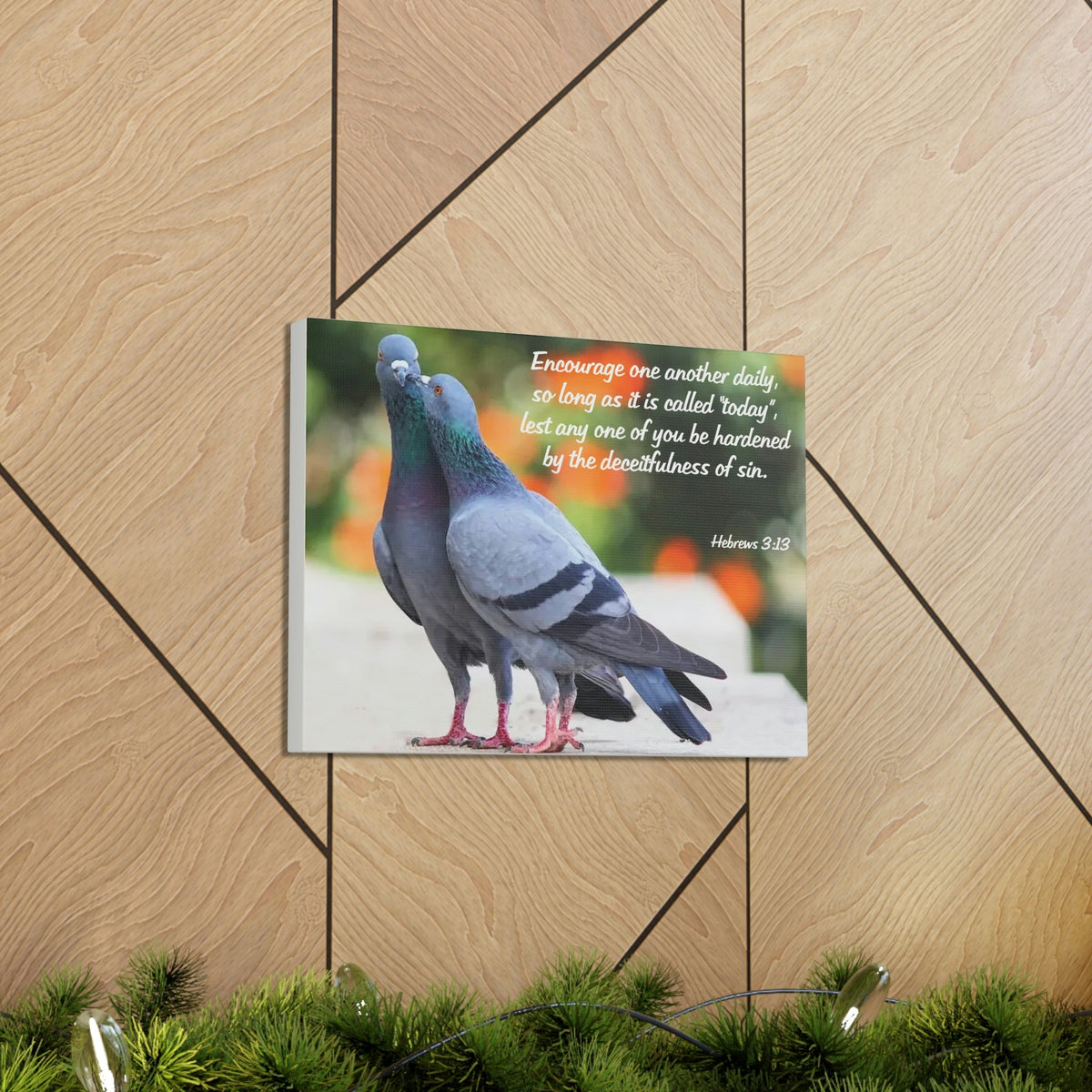 Scripture Walls Encourage Hebrews 3:13 Pigeons Christian Wall Art Bible Verse Print Ready to Hang Unframed-Express Your Love Gifts