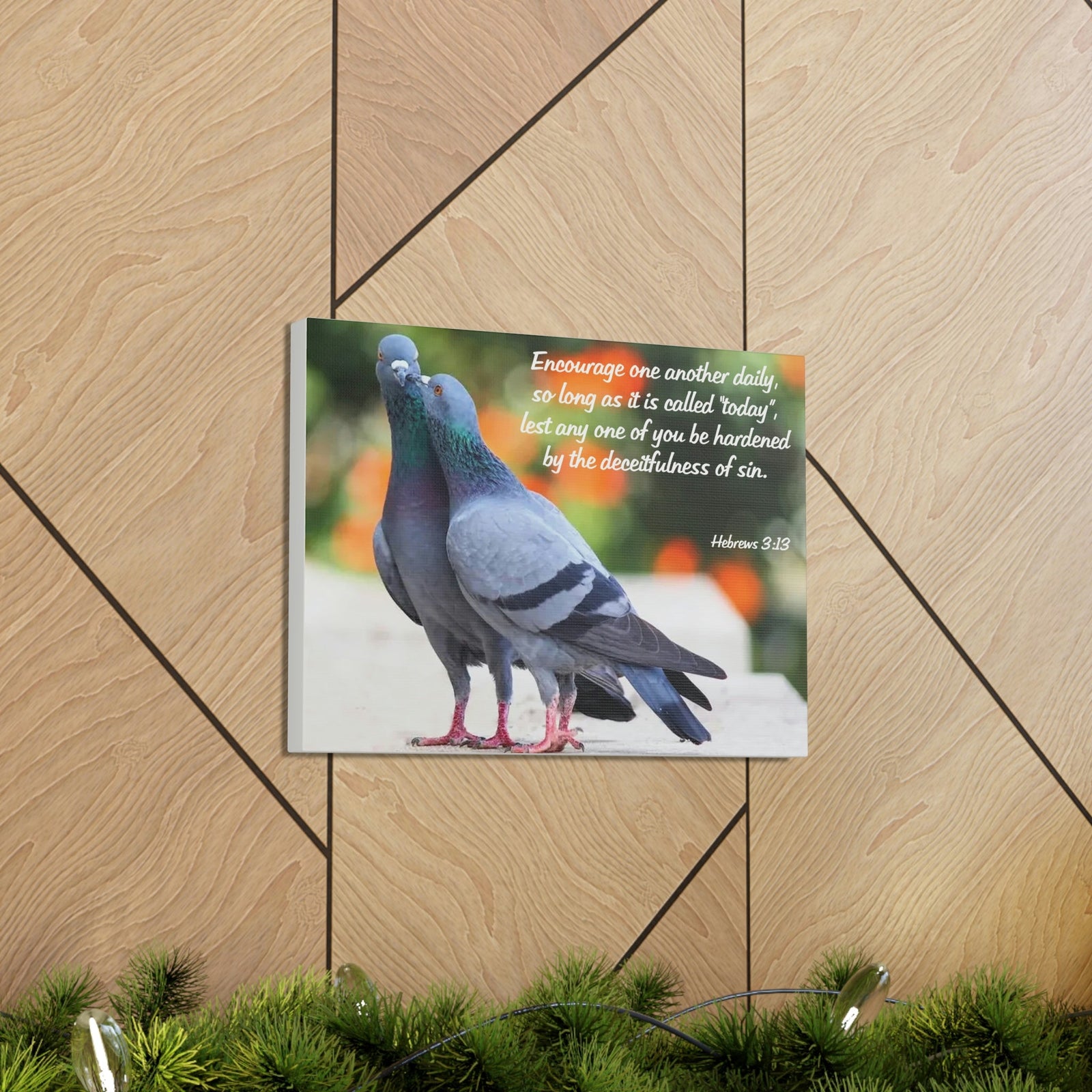 Scripture Walls Encourage Hebrews 3:13 Pigeons Christian Wall Art Bible Verse Print Ready to Hang Unframed-Express Your Love Gifts