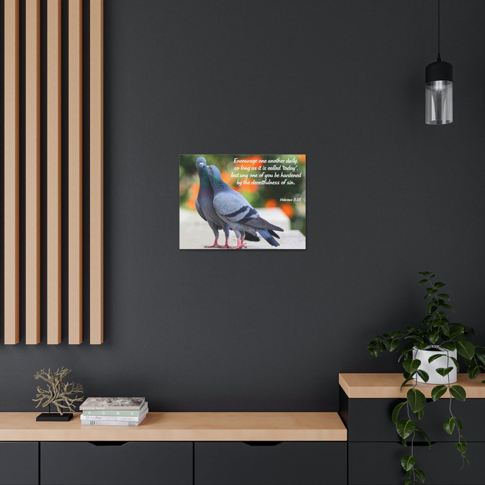 Scripture Walls Encourage Hebrews 3:13 Pigeons Christian Wall Art Bible Verse Print Ready to Hang Unframed-Express Your Love Gifts
