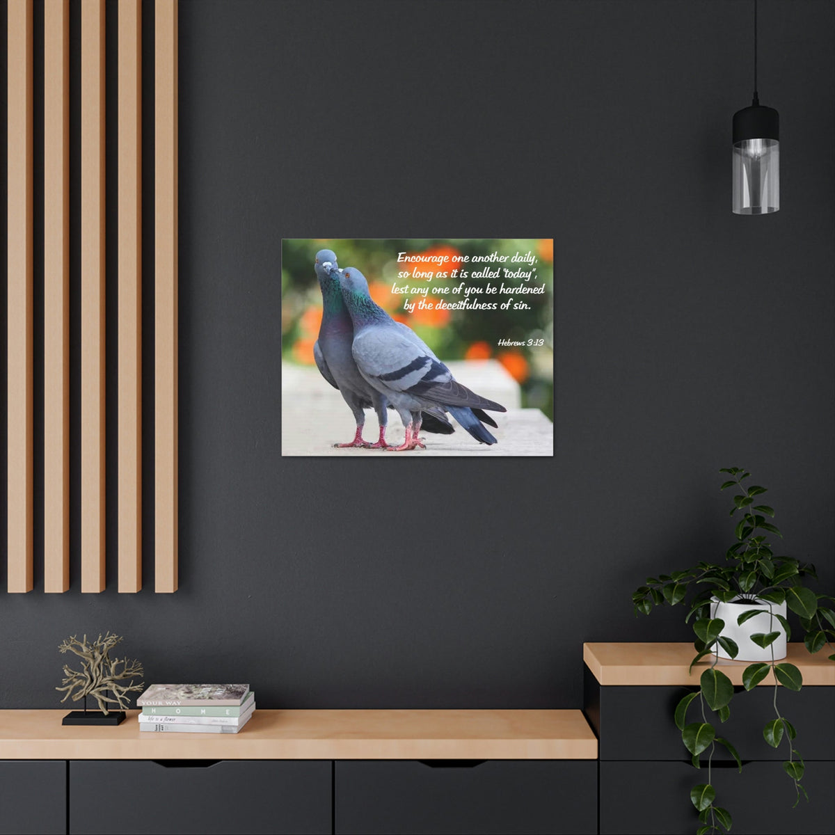 Scripture Walls Encourage Hebrews 3:13 Pigeons Christian Wall Art Bible Verse Print Ready to Hang Unframed-Express Your Love Gifts