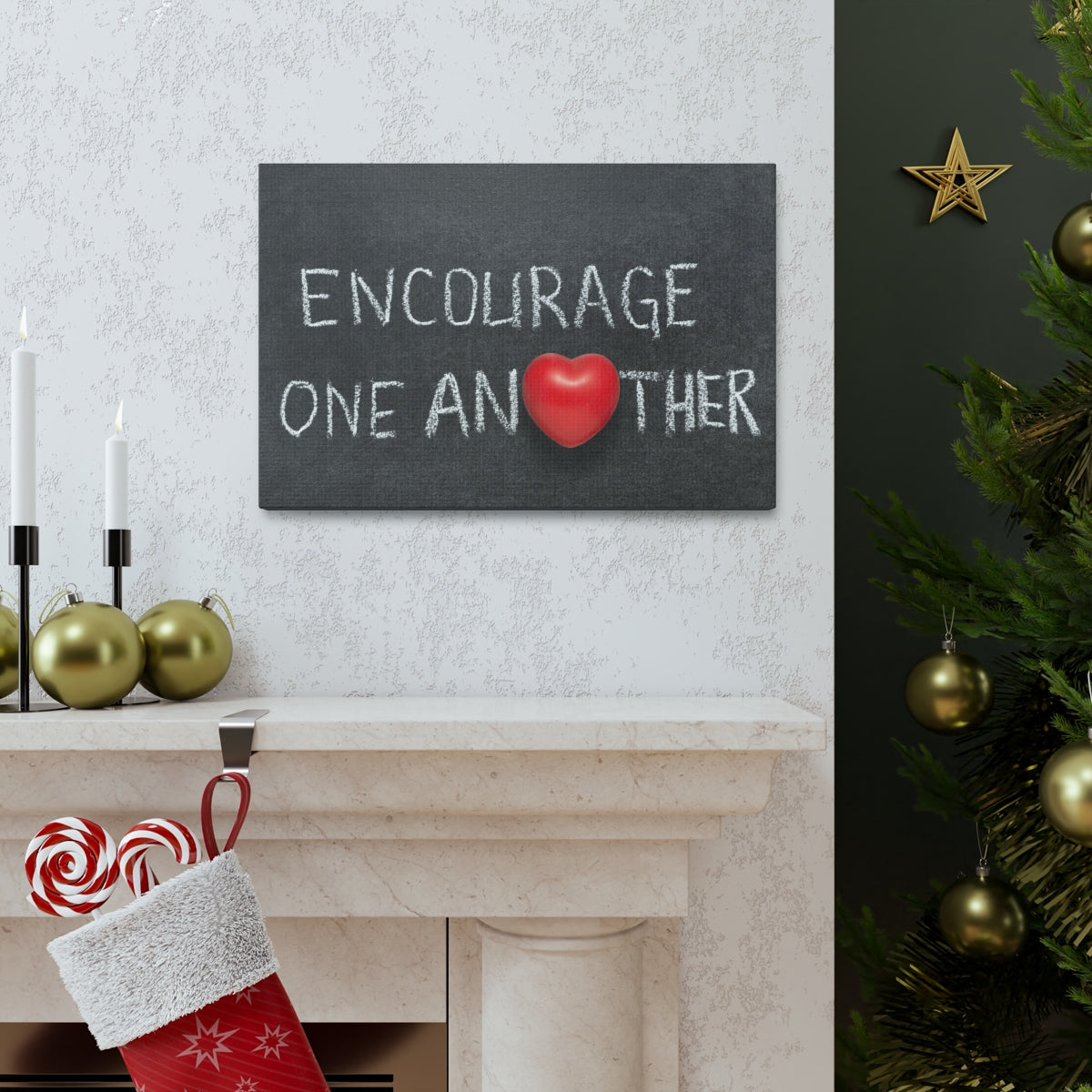 Scripture Walls Encourage One Another 1 Thessalonians 5:11 Bible Verse Canvas Christian Wall Art Ready to Hang Unframed-Express Your Love Gifts