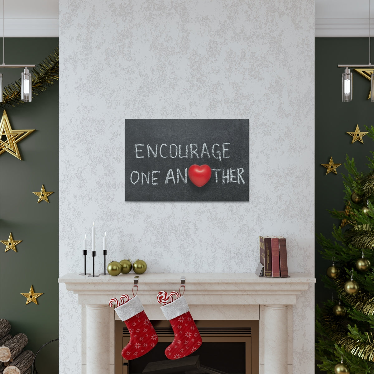 Scripture Walls Encourage One Another 1 Thessalonians 5:11 Bible Verse Canvas Christian Wall Art Ready to Hang Unframed-Express Your Love Gifts