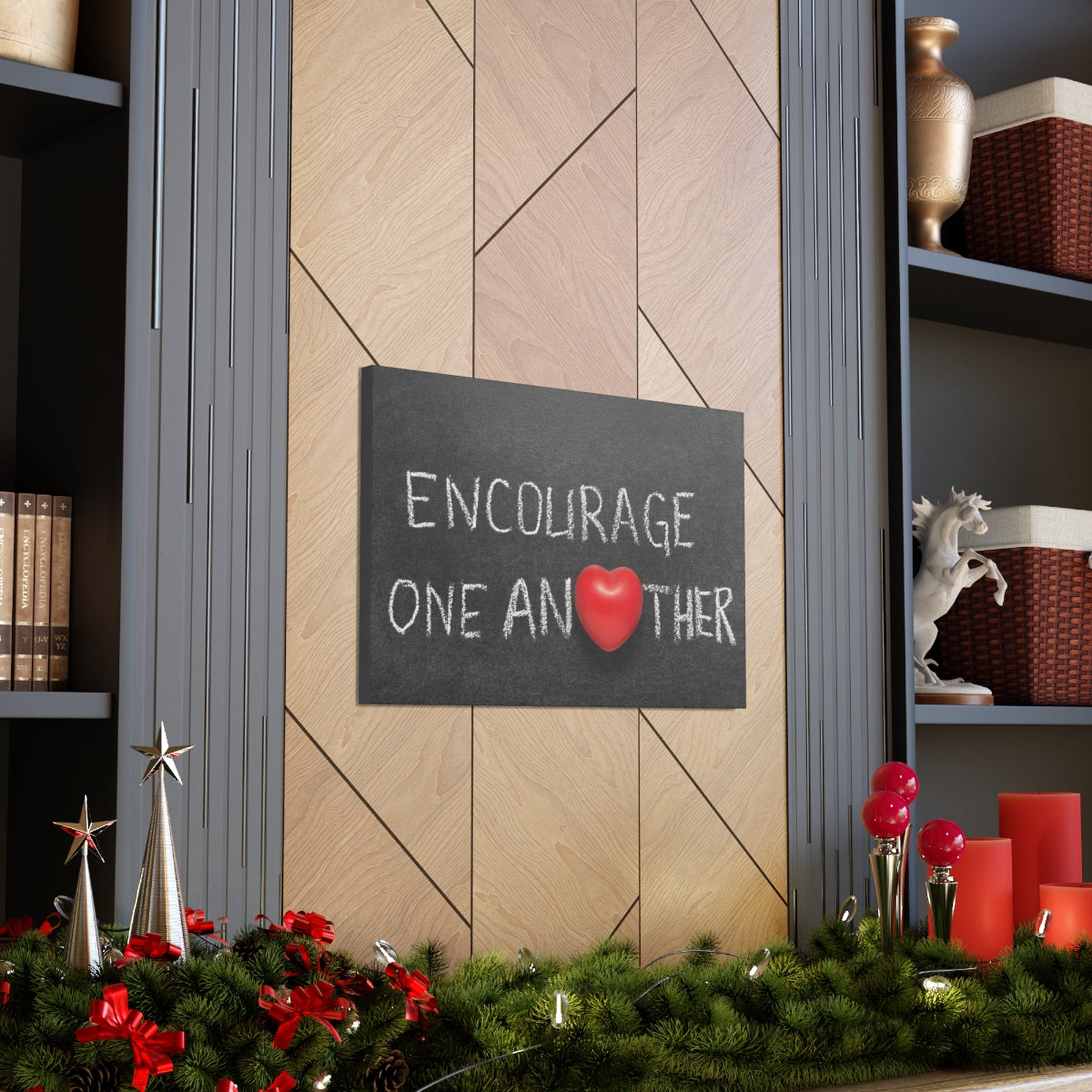 Scripture Walls Encourage One Another 1 Thessalonians 5:11 Bible Verse Canvas Christian Wall Art Ready to Hang Unframed-Express Your Love Gifts