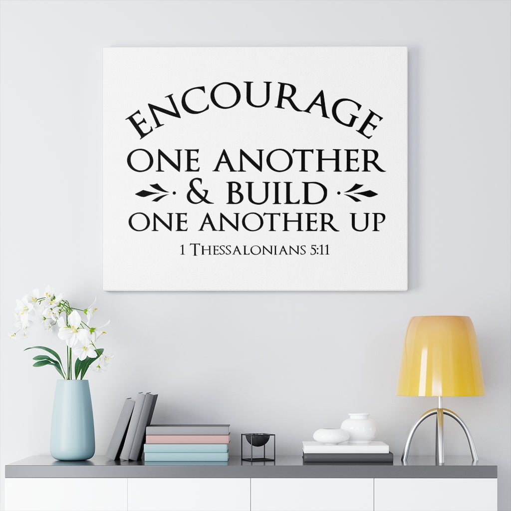 Scripture Walls Encourage One Another 1 Thessalonians 5:11 Bible Verse Canvas Christian Wall Art Ready to Hang Unframed-Express Your Love Gifts