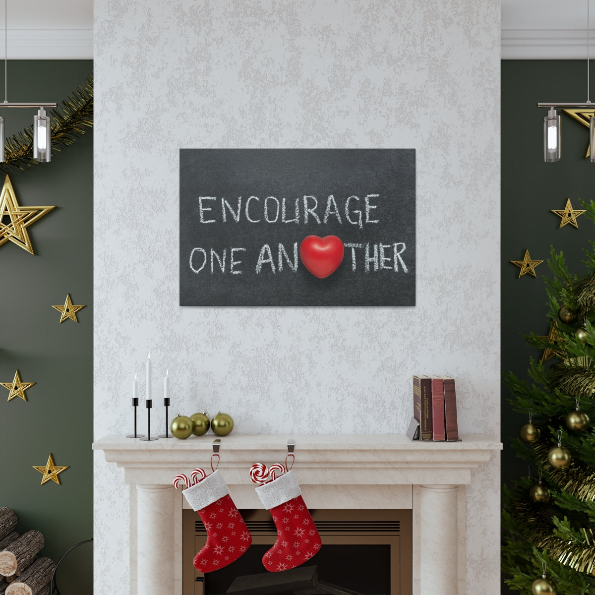 Scripture Walls Encourage One Another 1 Thessalonians 5:11 Bible Verse Canvas Christian Wall Art Ready to Hang Unframed-Express Your Love Gifts