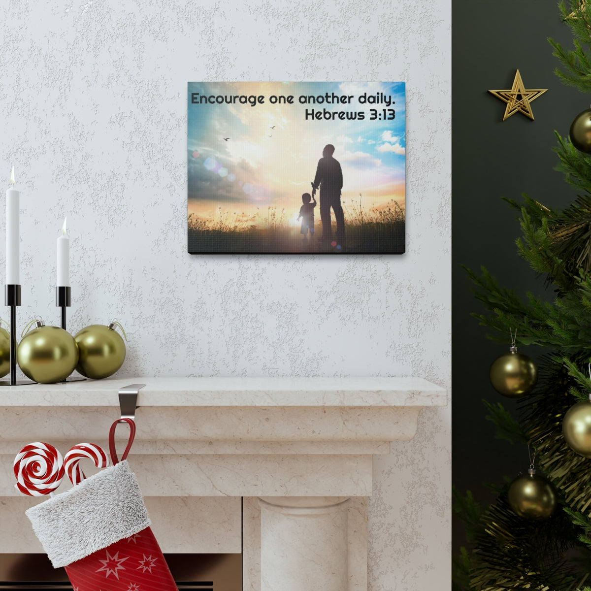 Scripture Walls Encourage One Another Daily Hebrews 3:13 Bible Verse Canvas Christian Wall Art Ready to Hang Unframed-Express Your Love Gifts