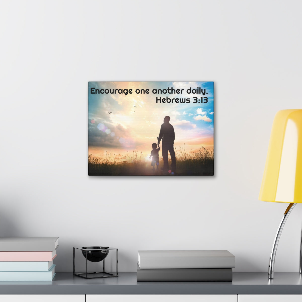 Scripture Walls Encourage One Another Daily Hebrews 3:13 Bible Verse Canvas Christian Wall Art Ready to Hang Unframed-Express Your Love Gifts