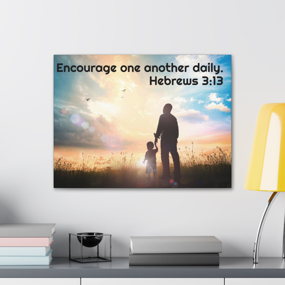 Scripture Walls Encourage One Another Daily Hebrews 3:13 Bible Verse Canvas Christian Wall Art Ready to Hang Unframed-Express Your Love Gifts